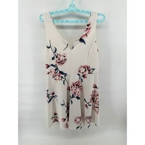 Altar'd State Floral V Neck Sleeveless Fit Flare Dress Women XL Ivory Pink Blue